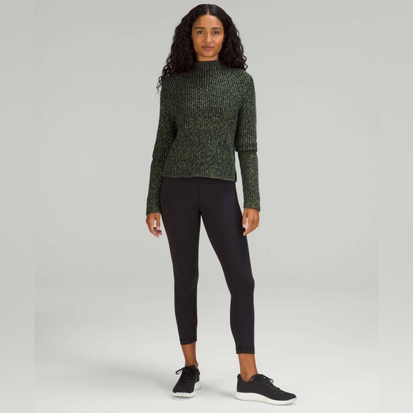 Lululemon Cotton-Cashmere Blend Mock Neck Sweater- Green and Black Knit - Picture 3 of 6